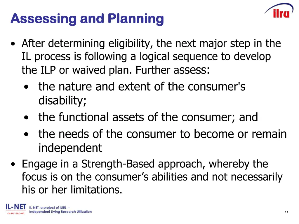 assessing and planning assessing and planning