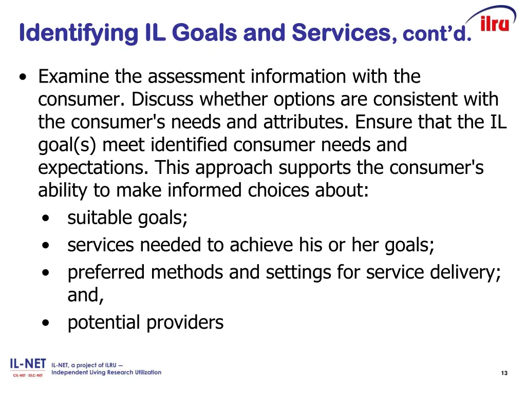 identifying il goals and services identifying 1