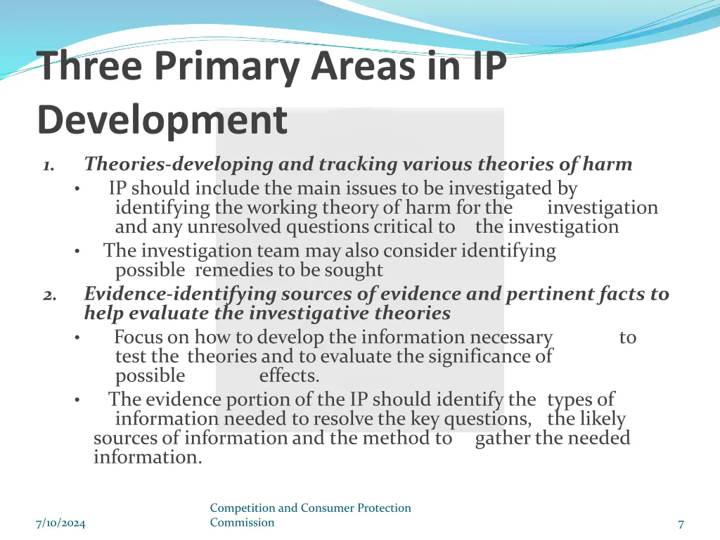 three primary areas in ip development