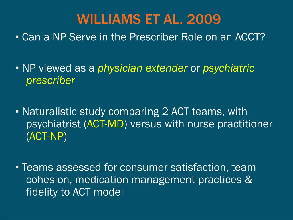 williams et al 2009 can a np serve