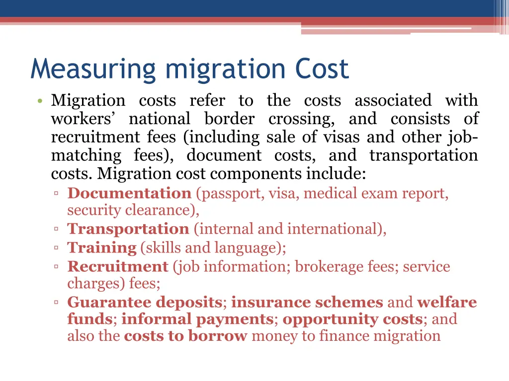 measuring migration cost migration costs refer