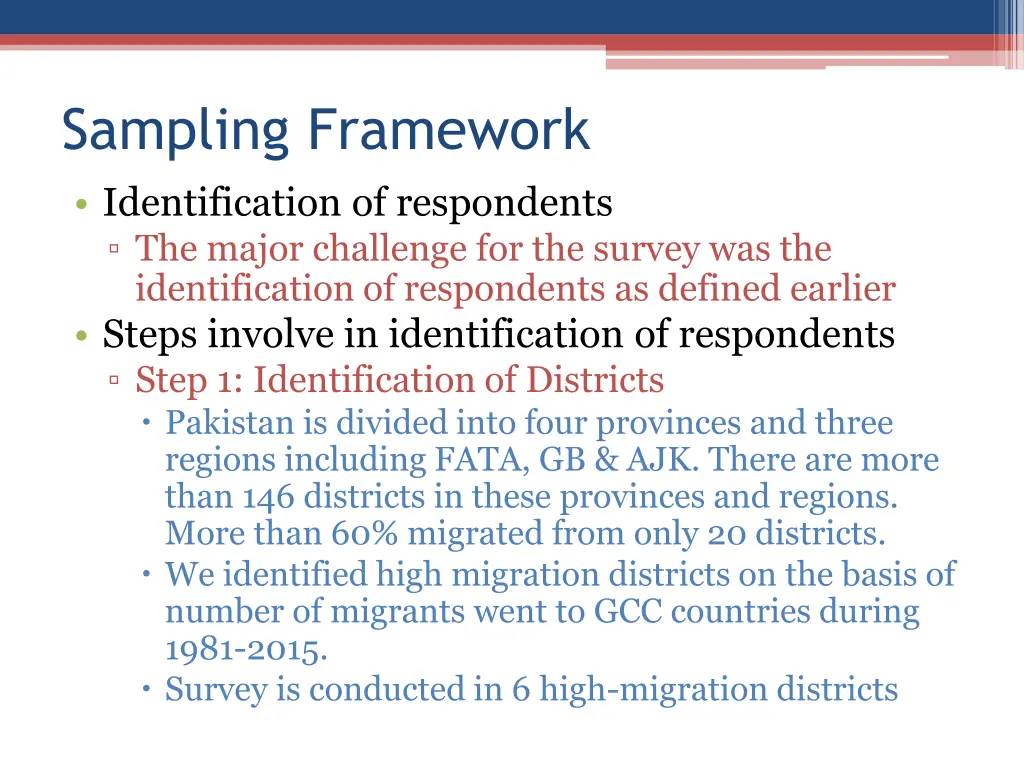 sampling framework identification of respondents