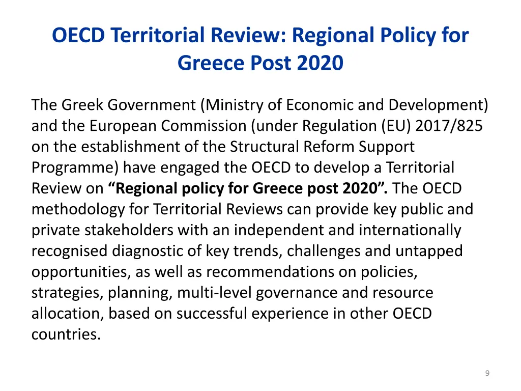 oecd territorial review regional policy