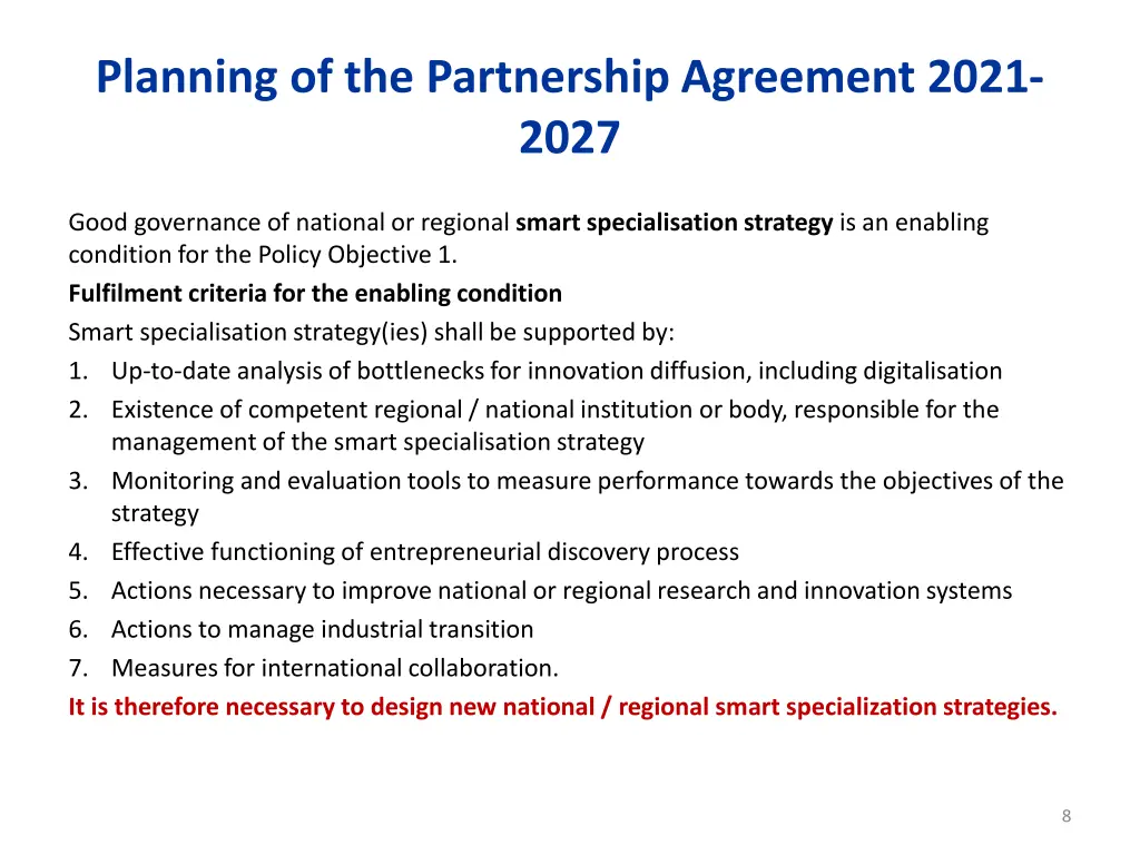 planning of the partnership agreement 2021 2027 2