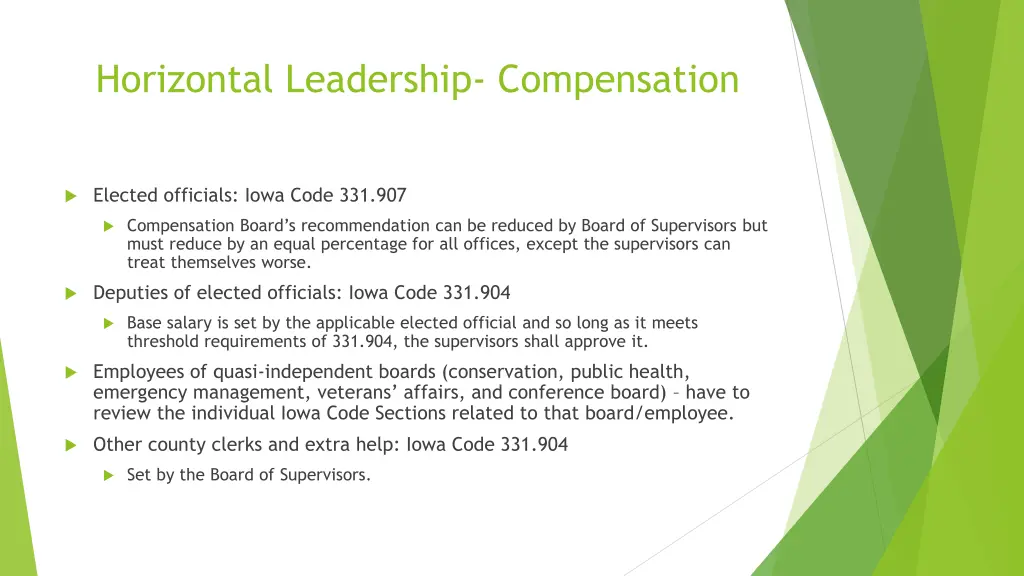 horizontal leadership compensation