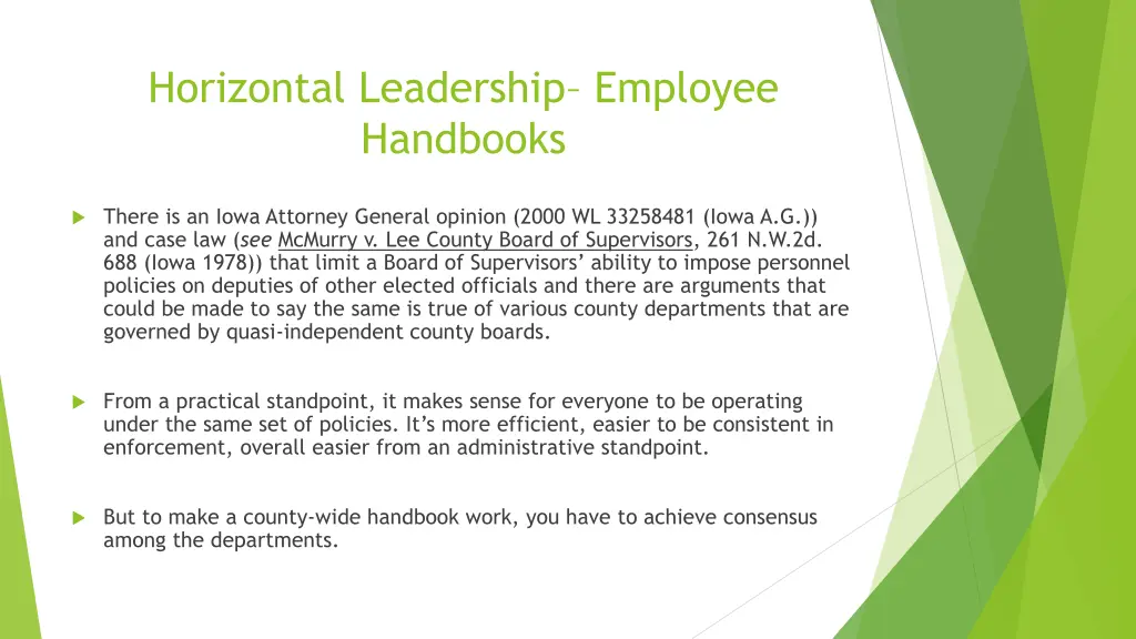 horizontal leadership employee handbooks