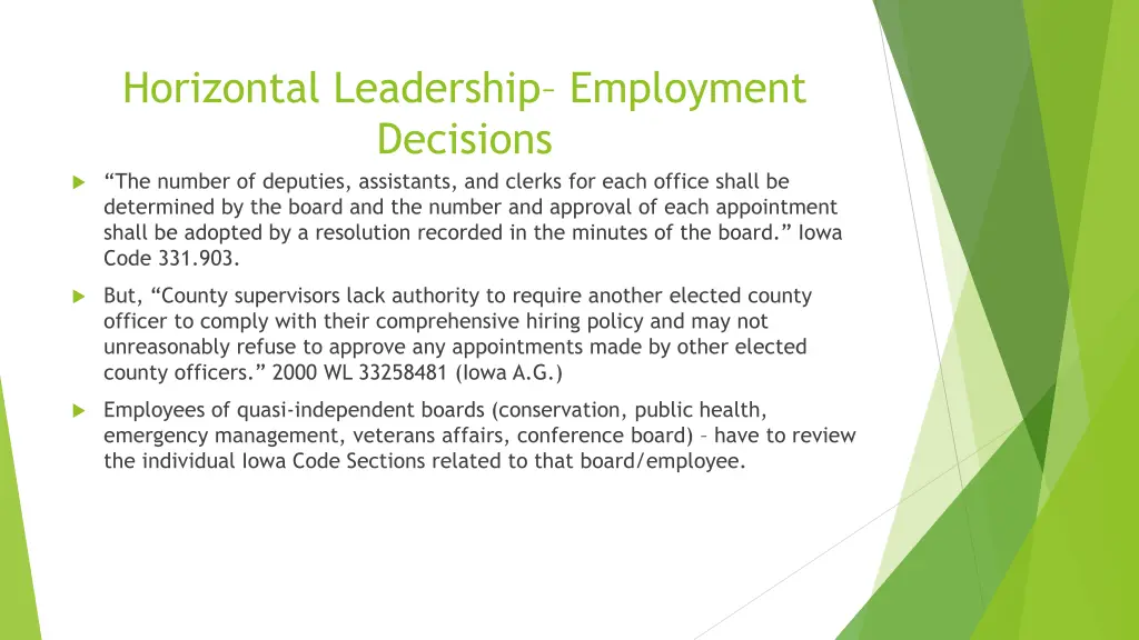 horizontal leadership employment decisions