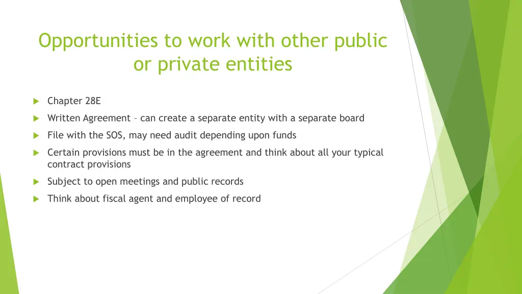 opportunities to work with other public