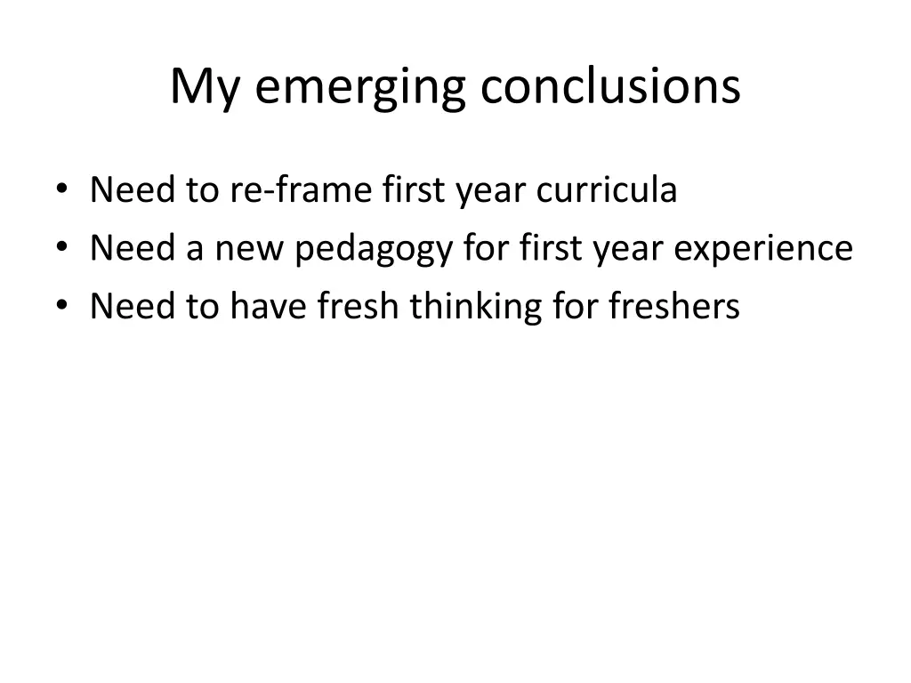 my emerging conclusions