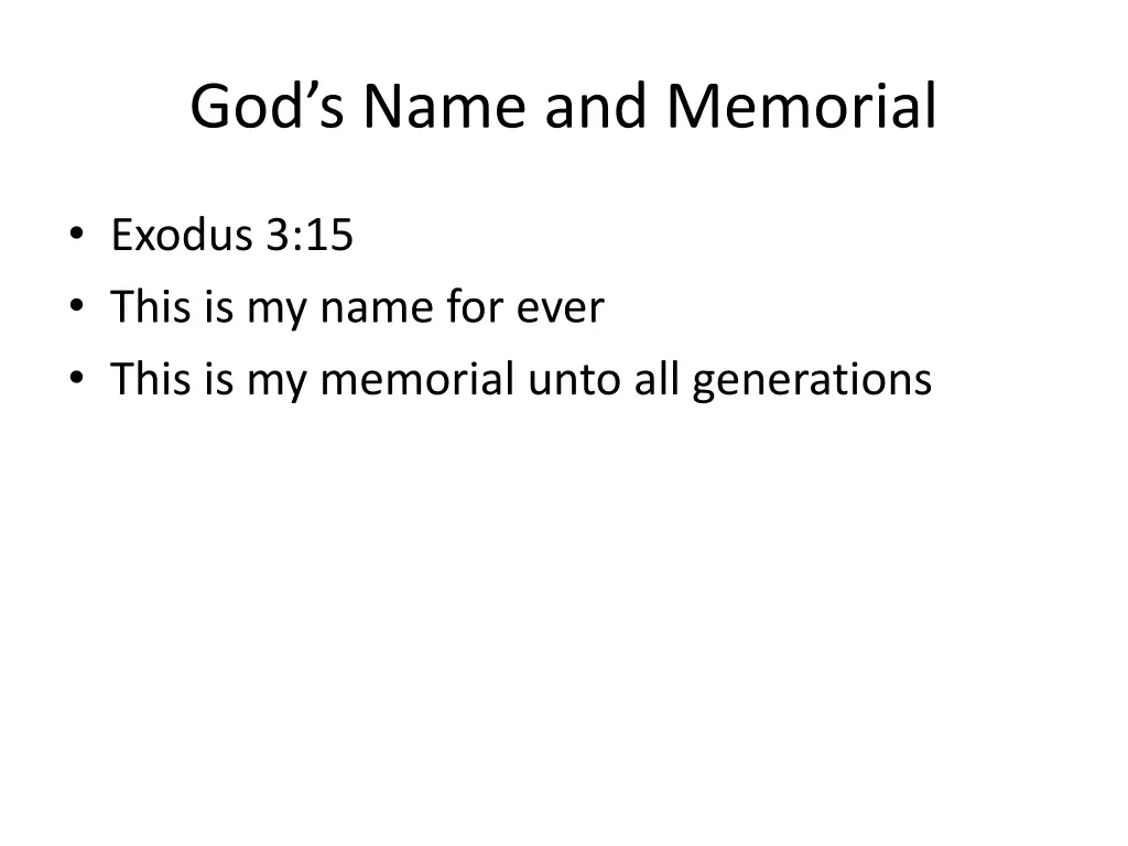 god s name and memorial