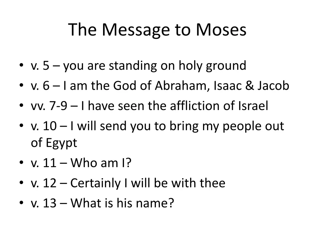 the message to moses