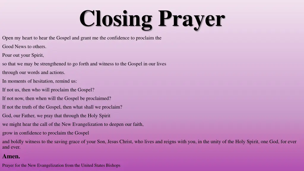 closing prayer