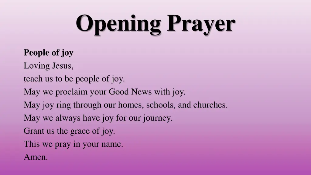 opening prayer