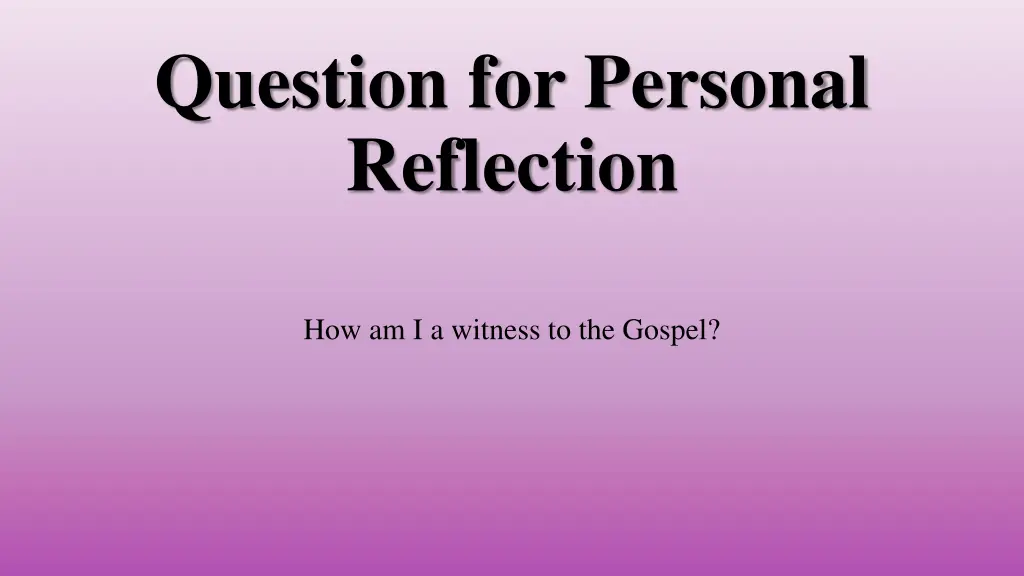 question for personal reflection