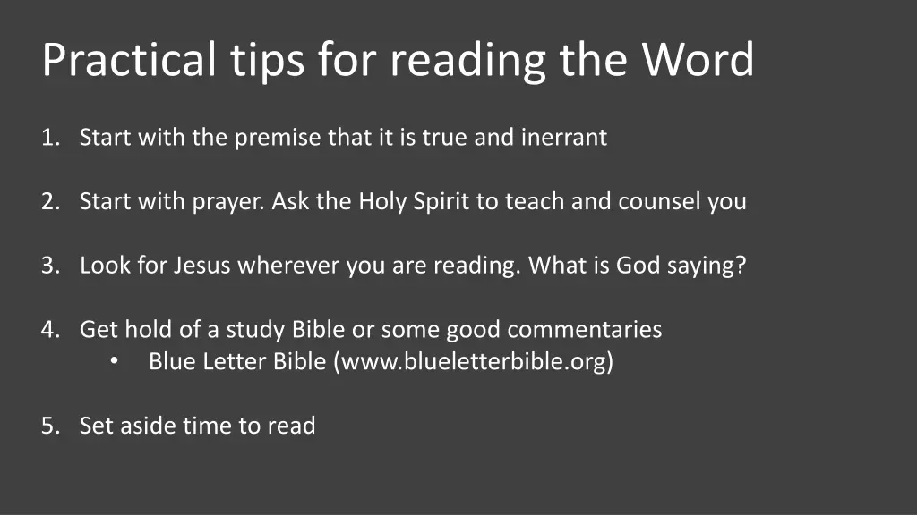 practical tips for reading the word