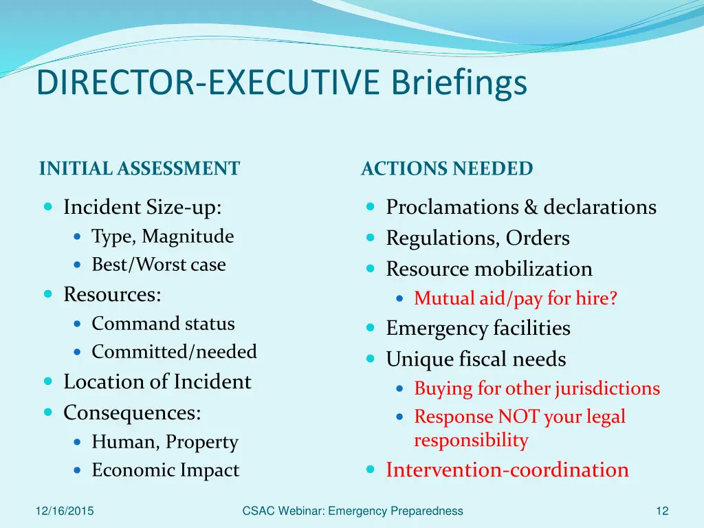 director executive briefings