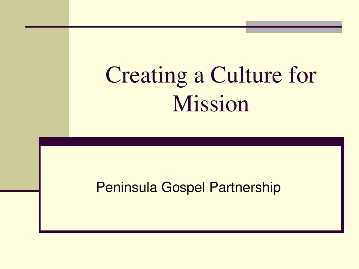 creating a culture for mission