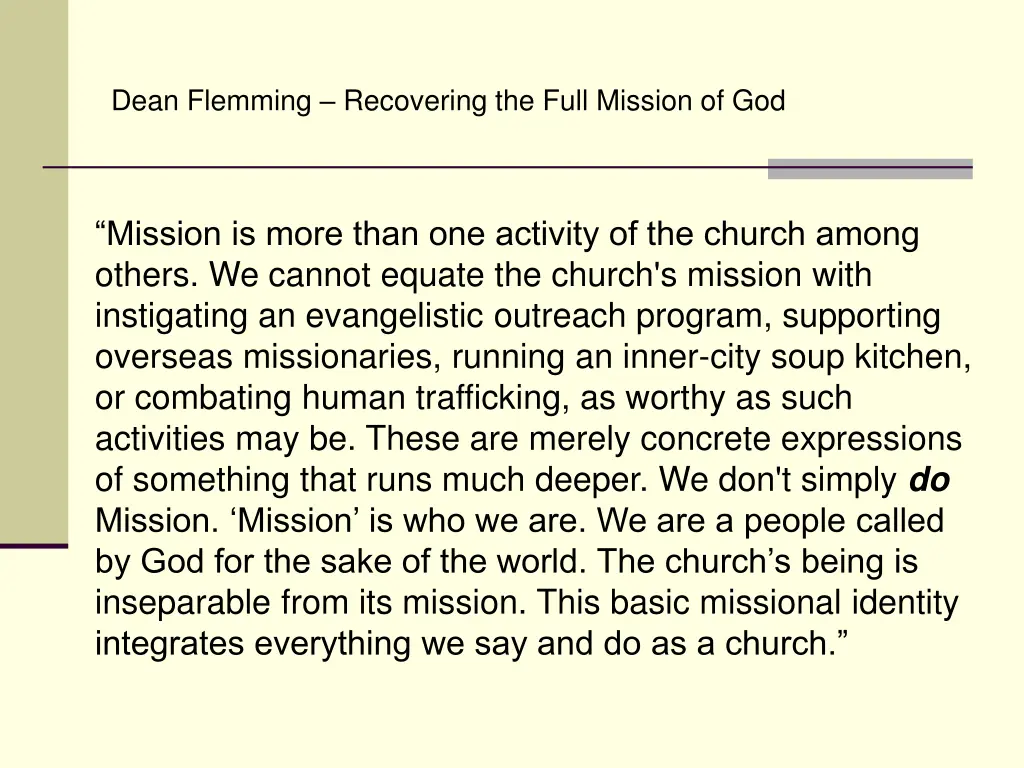 dean flemming recovering the full mission of god