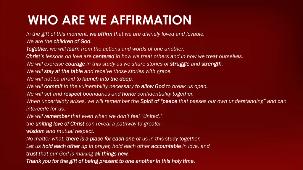 who are we affirmation