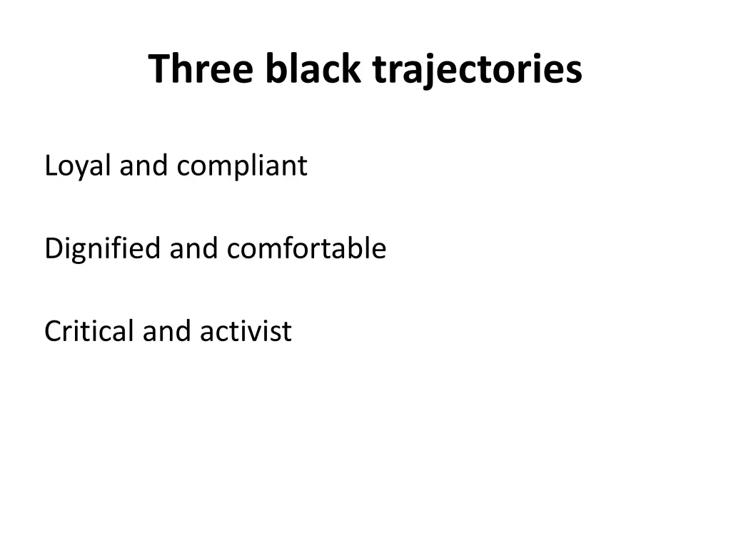 three black trajectories