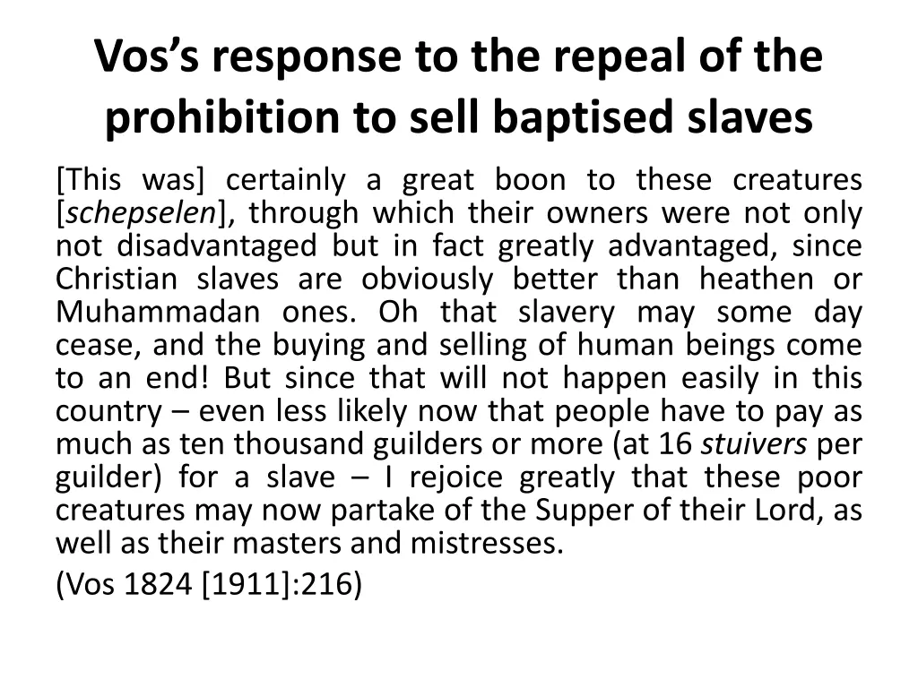 vos s response to the repeal of the prohibition