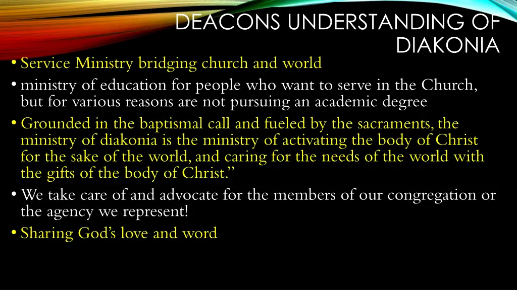 deacons understanding of