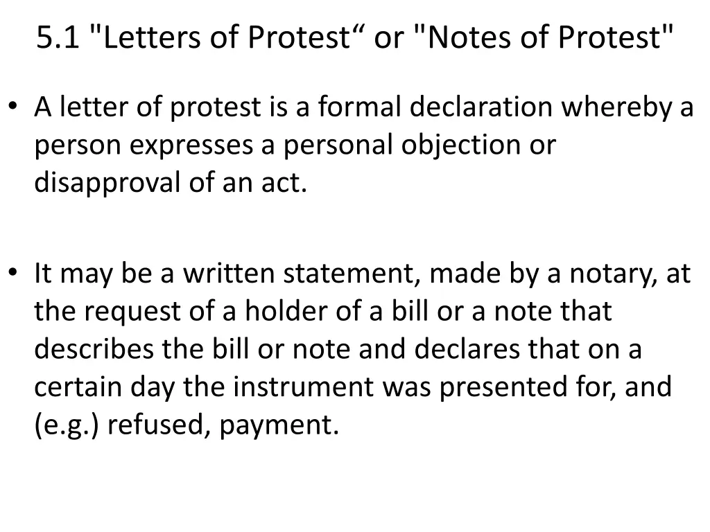 5 1 letters of protest or notes of protest