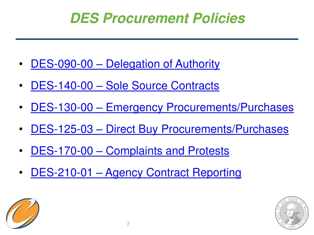 des procurement policies