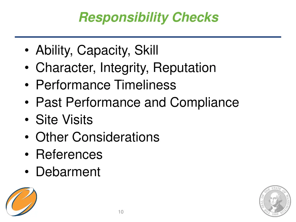 responsibility checks