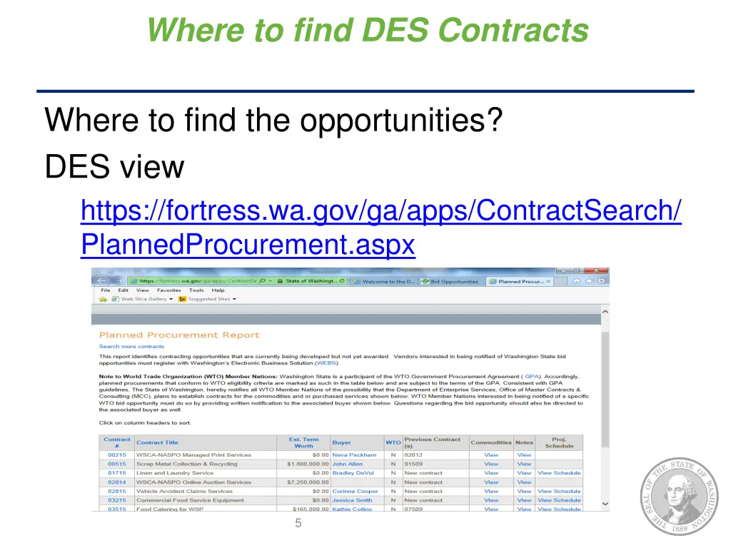 where to find des contracts