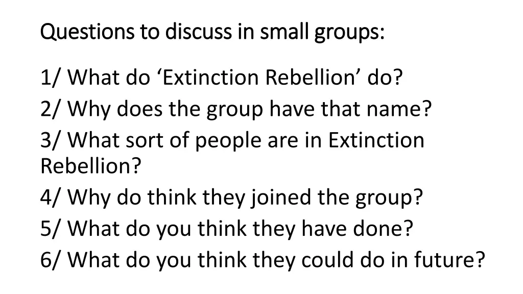 questions to discuss in small groups questions