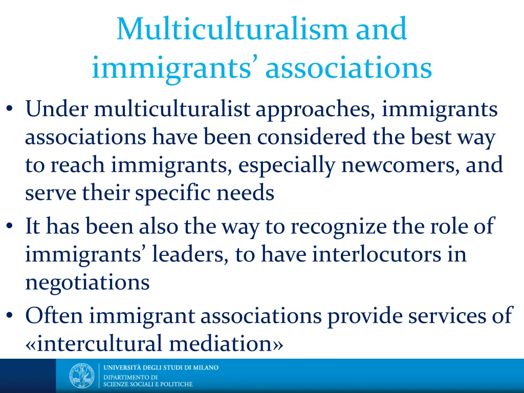 multiculturalism and immigrants associations