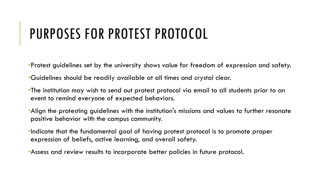 purposes for protest protocol