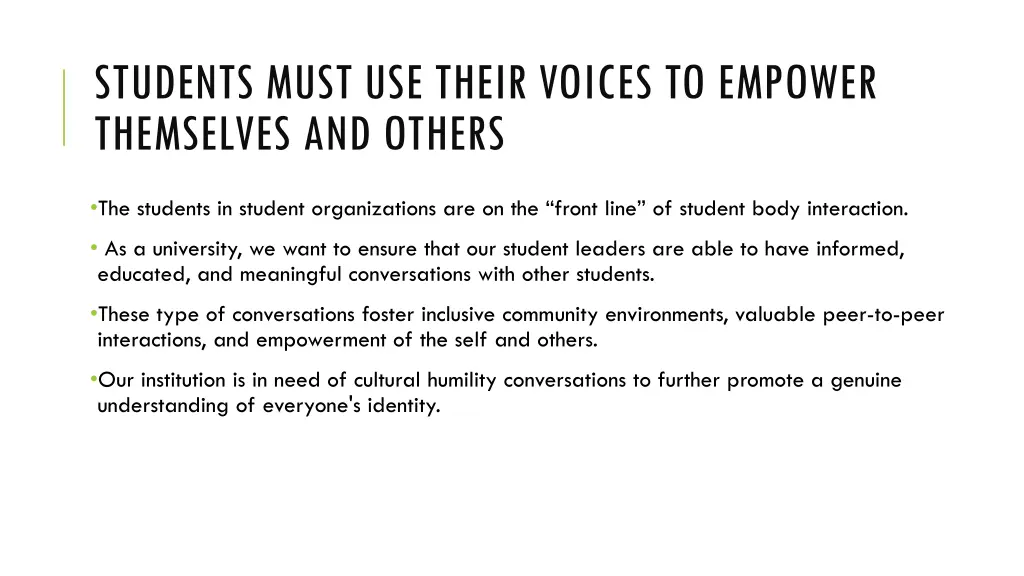 students must use their voices to empower