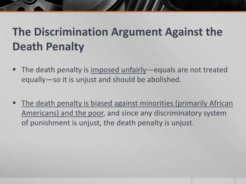 the discrimination argument against the death