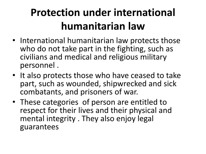 protection under international humanitarian