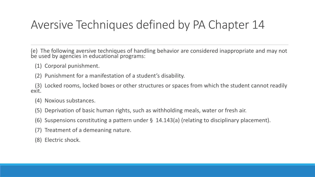 aversive techniques defined by pa chapter 14