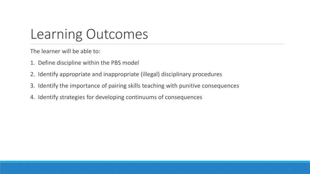 learning outcomes