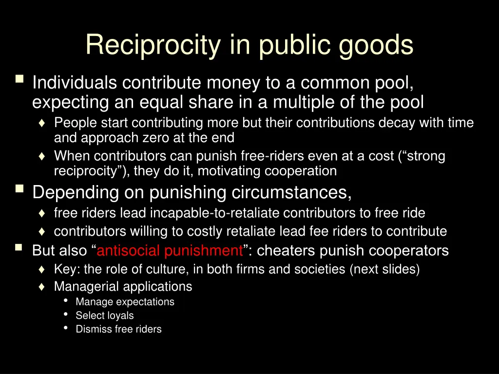 reciprocity in public goods individuals