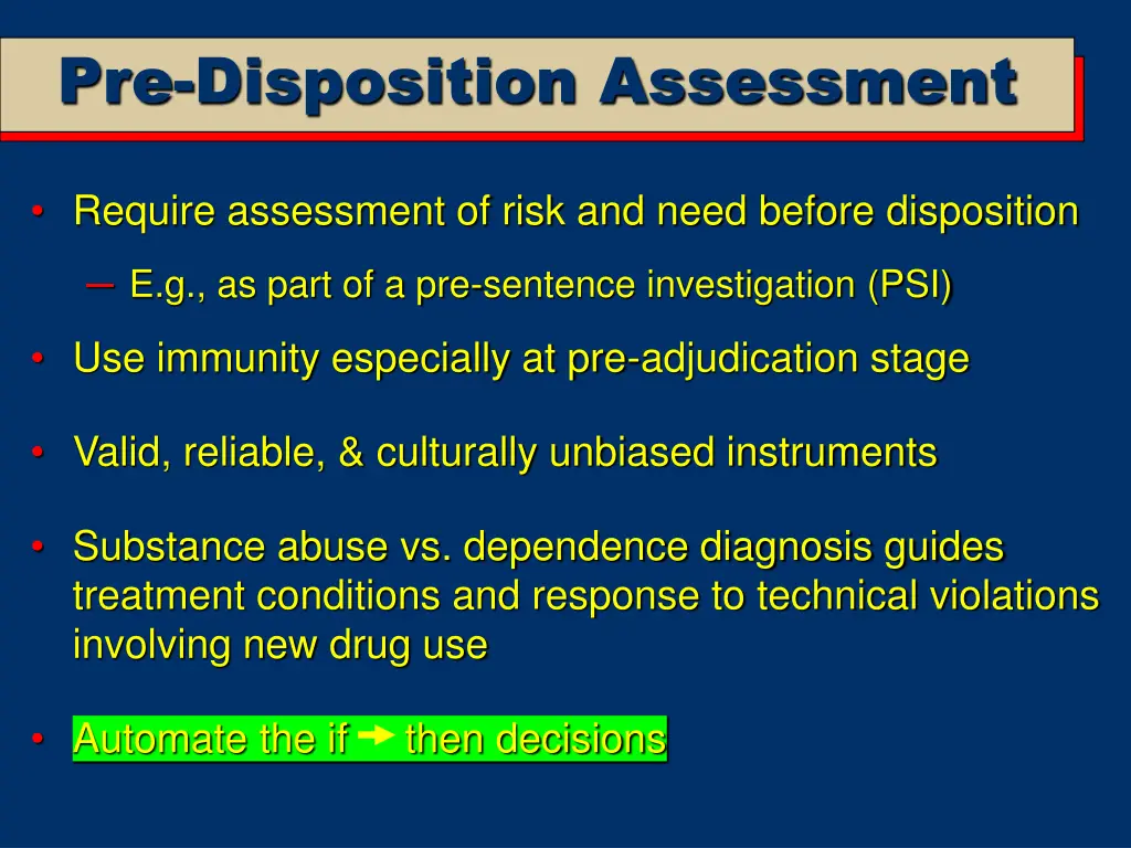 pre disposition assessment