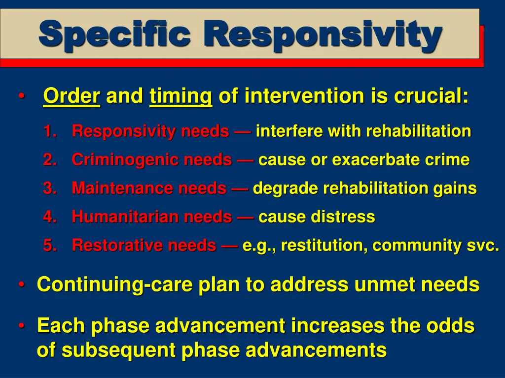 specific responsivity specific responsivity