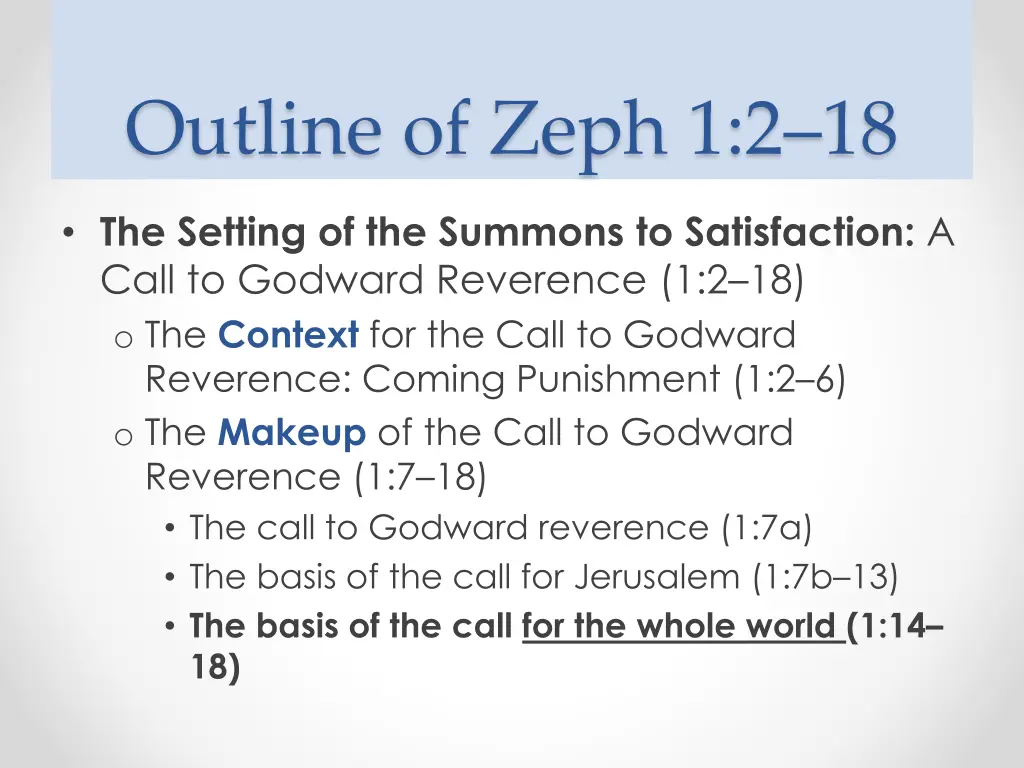 outline of zeph 1 2 18