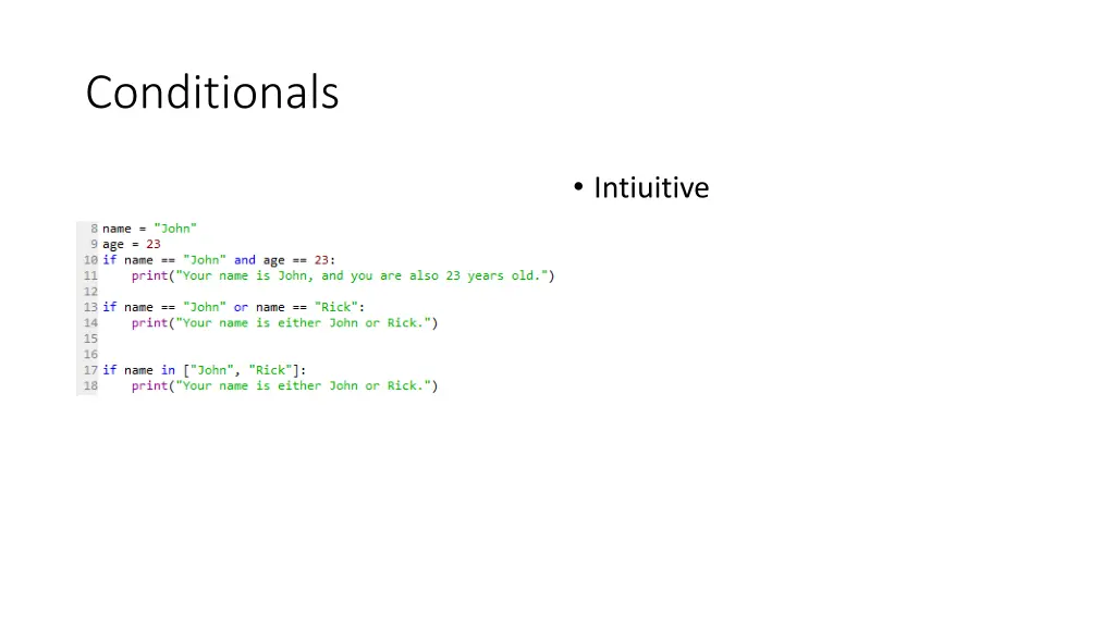 conditionals