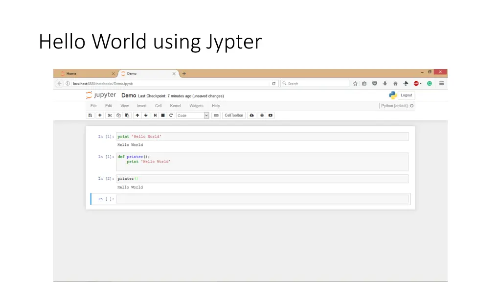 hello world using jypter