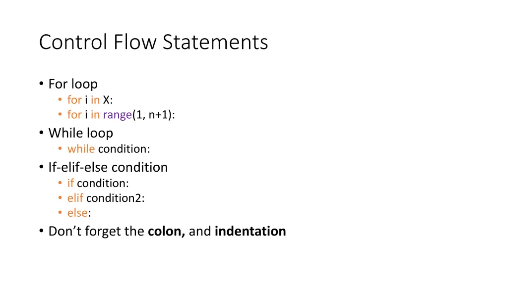 control flow statements