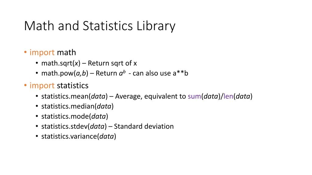 math and statistics library