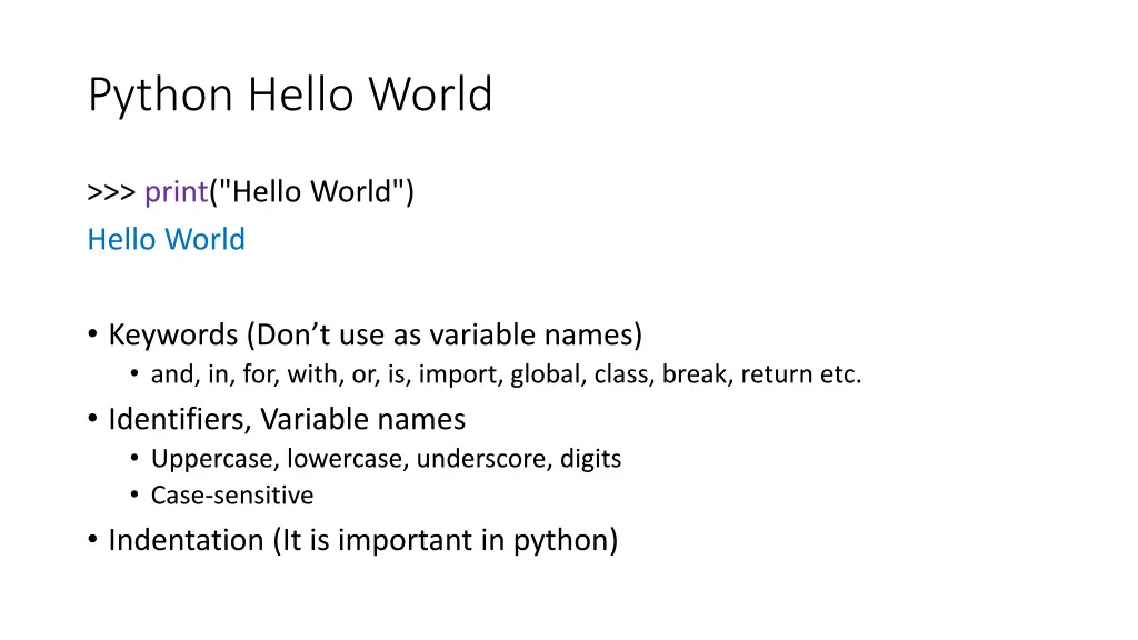 python hello world