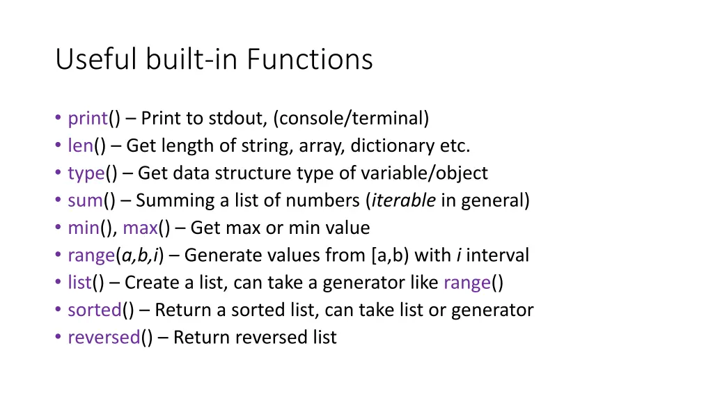 useful built in functions