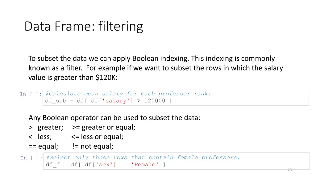 data frame filtering