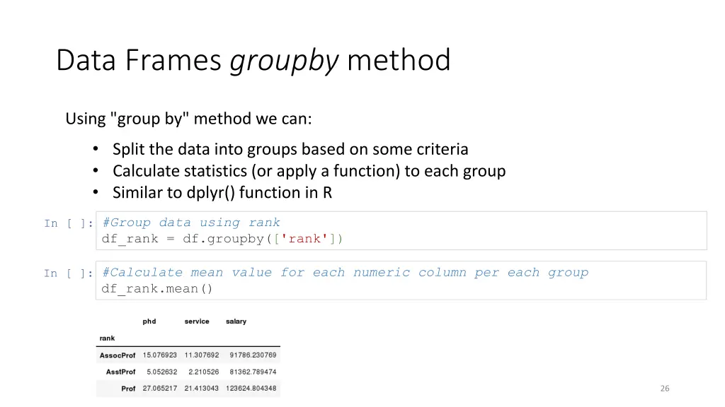 data frames groupby method